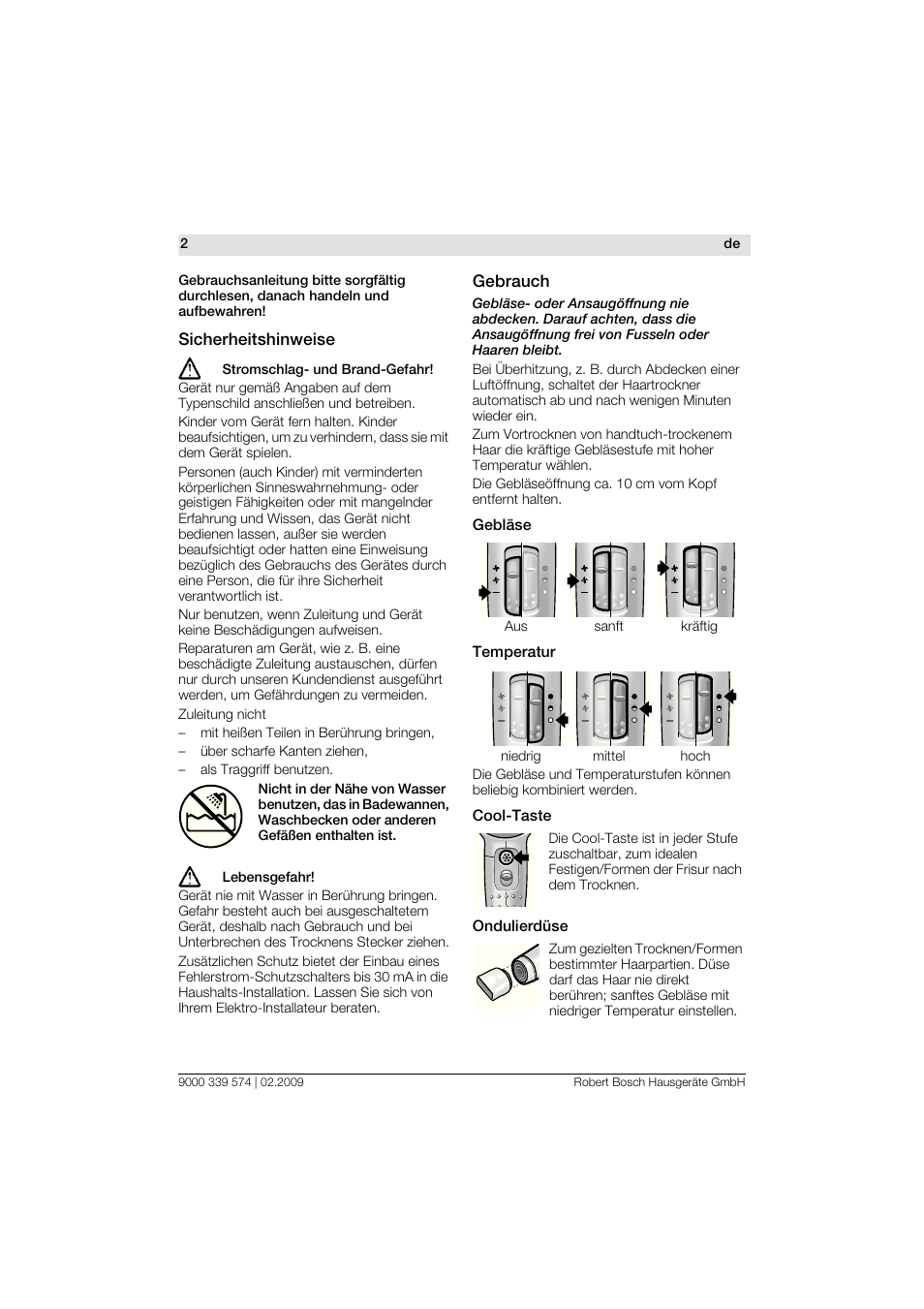 Bosch PHD7967 Haartrockner FancyTouch User Manual | Page 2 / 47