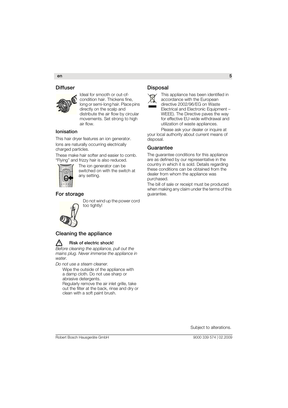 Bosch PHD7967 Haartrockner FancyTouch User Manual | Page 5 / 47