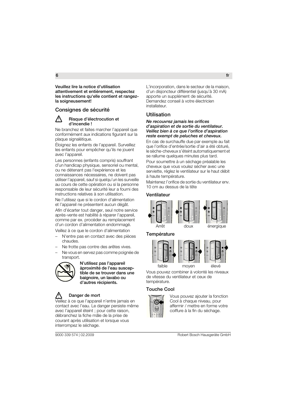 Bosch PHD7967 Haartrockner FancyTouch User Manual | Page 6 / 47