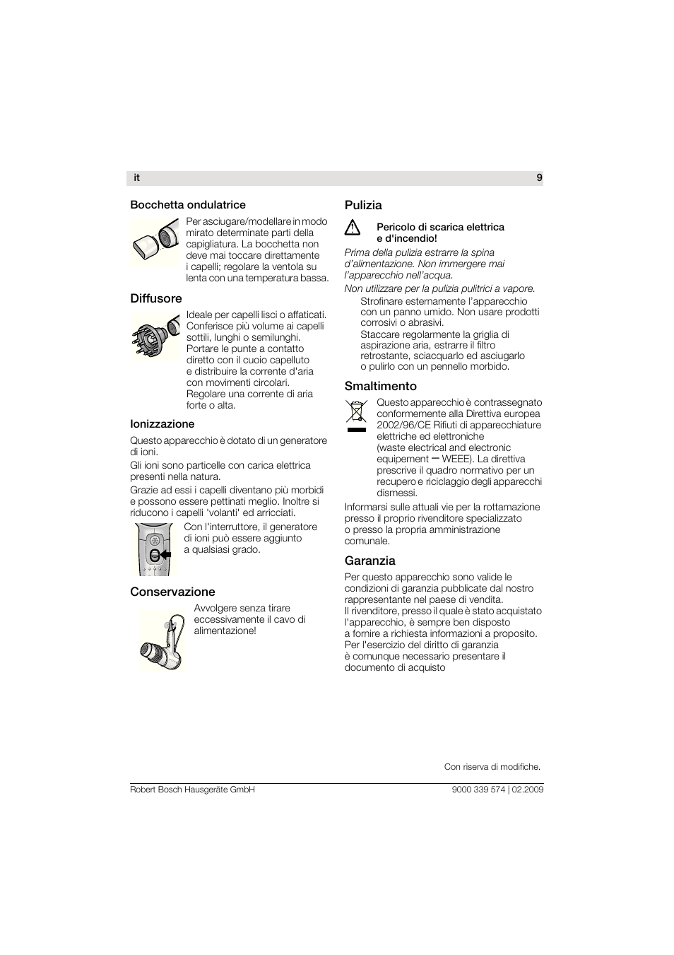 Bosch PHD7967 Haartrockner FancyTouch User Manual | Page 9 / 47