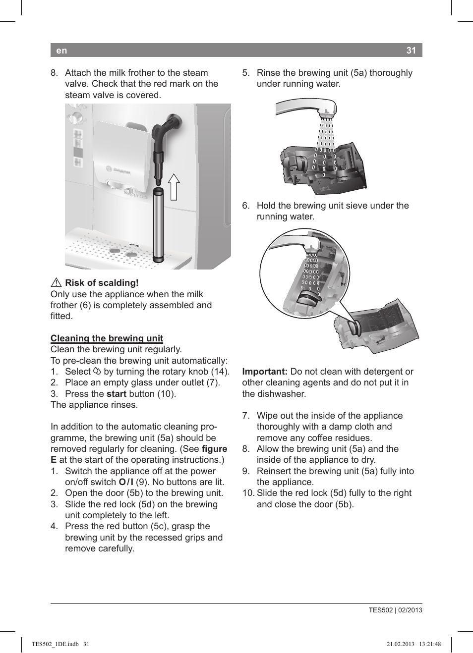 Bosch TES50251DE VeroCafe Kaffeevollautomat silber User Manual | Page 35 / 88