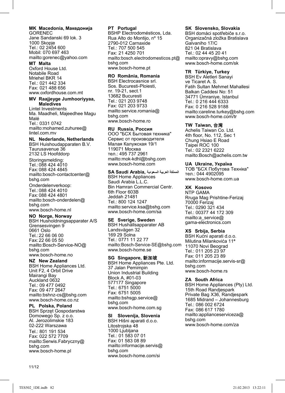 Bosch-infoteam, Garantiebedingungen | Bosch TES50251DE VeroCafe Kaffeevollautomat silber User Manual | Page 86 / 88