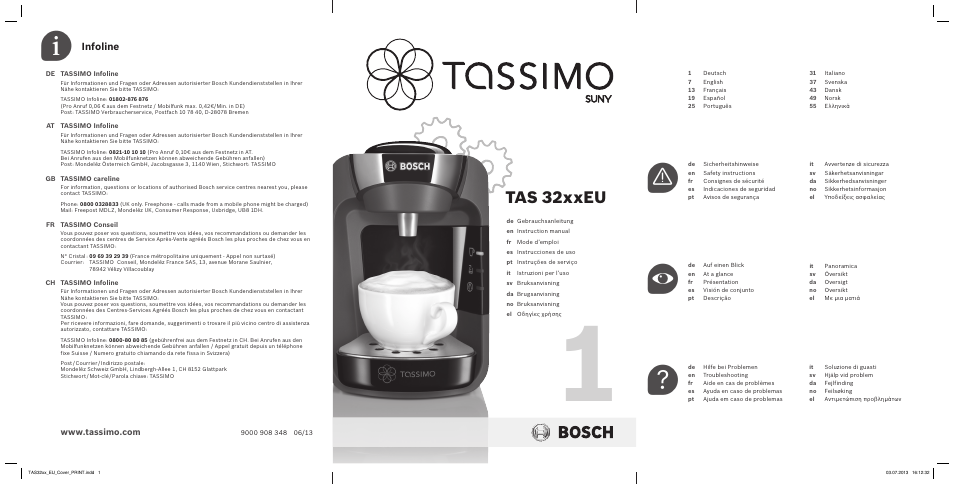 Bosch Multigetränkesystem TAS3203 Autumn Red User Manual | 66 pages