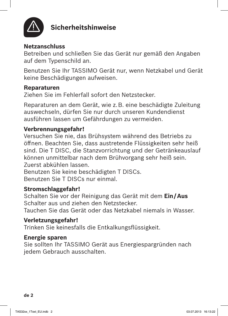 Bosch Multigetränkesystem TAS3203 Autumn Red User Manual | Page 4 / 66