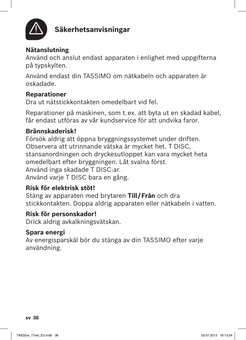 Bosch Multigetränkesystem TAS3203 Autumn Red User Manual | Page 40 / 66