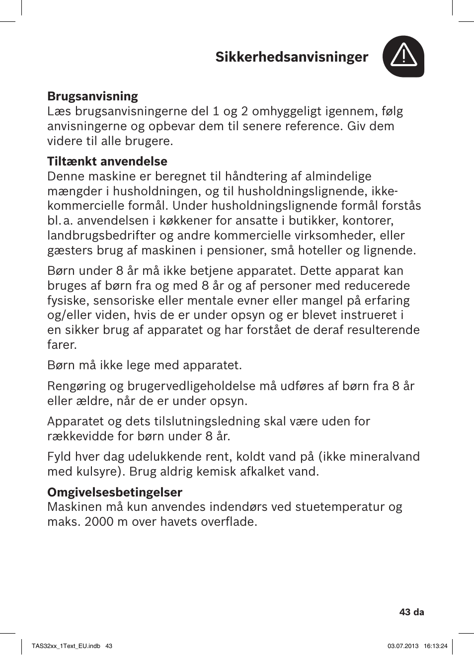 Bosch Multigetränkesystem TAS3203 Autumn Red User Manual | Page 45 / 66