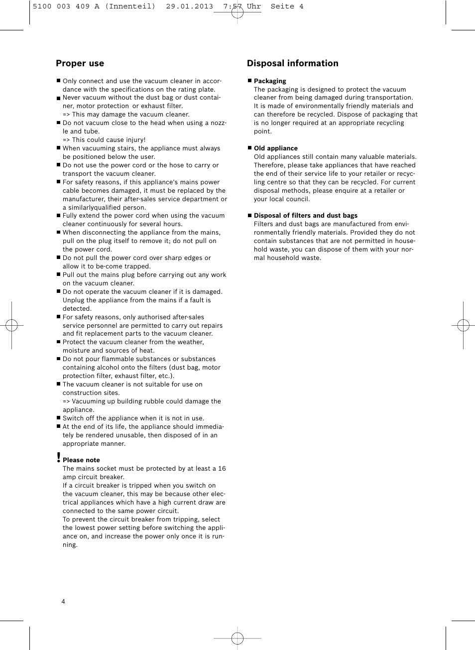 Bosch sphera Bodenstaubsauger mit Staubbeutel BSD3030 schwarz User Manual | Page 5 / 96