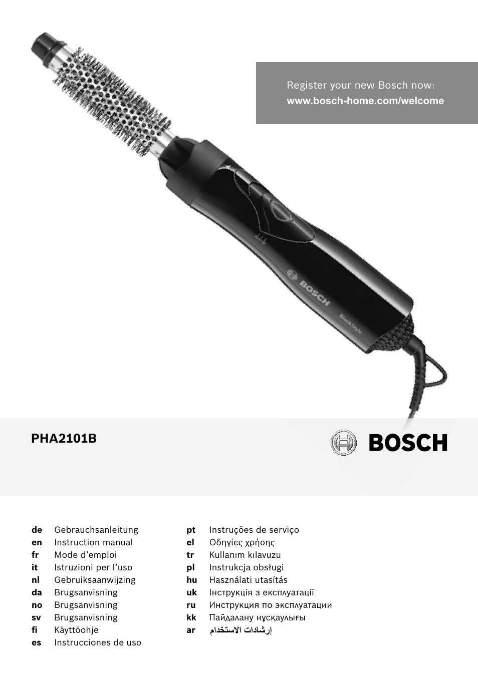 Bosch PHA2101 Warmluftstylingbürste StarShine CurlStyle User Manual | 87 pages