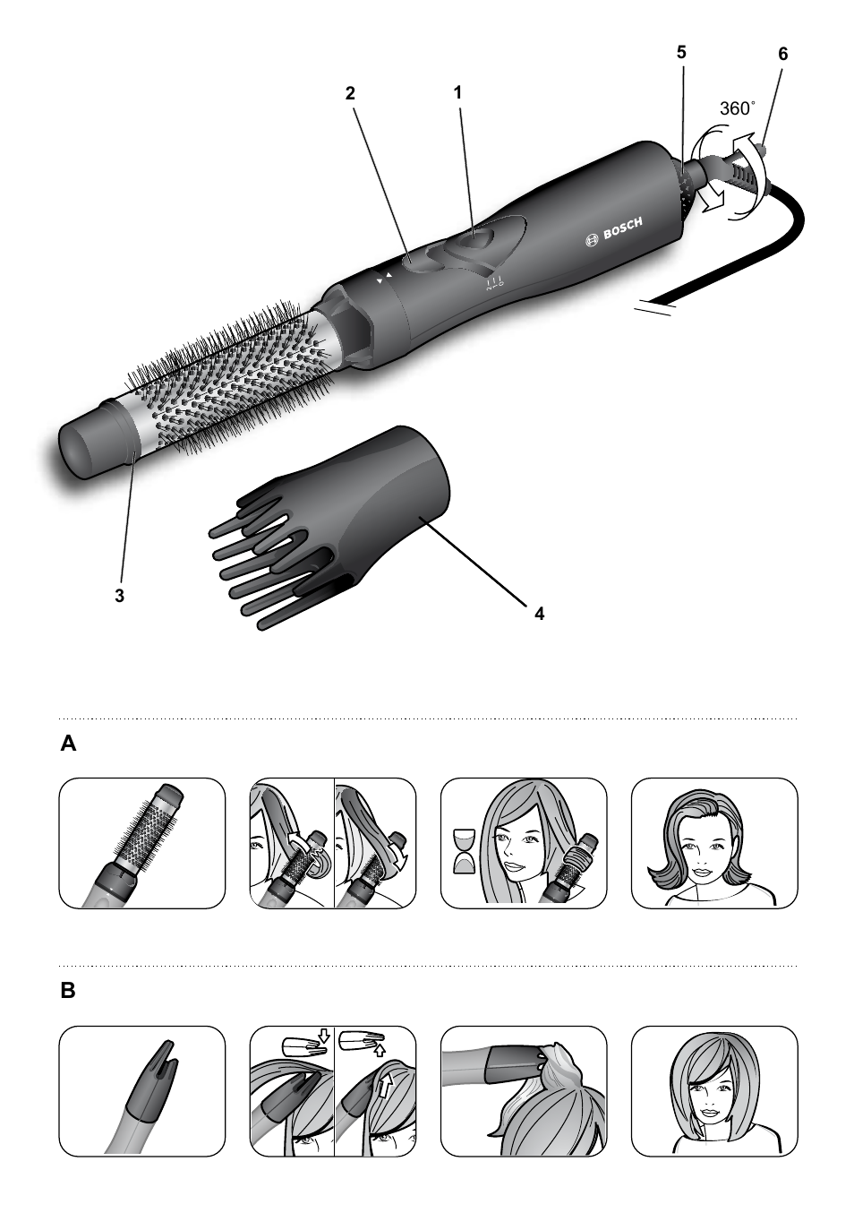 Bosch PHA2101 Warmluftstylingbürste StarShine CurlStyle User Manual | Page 3 / 87