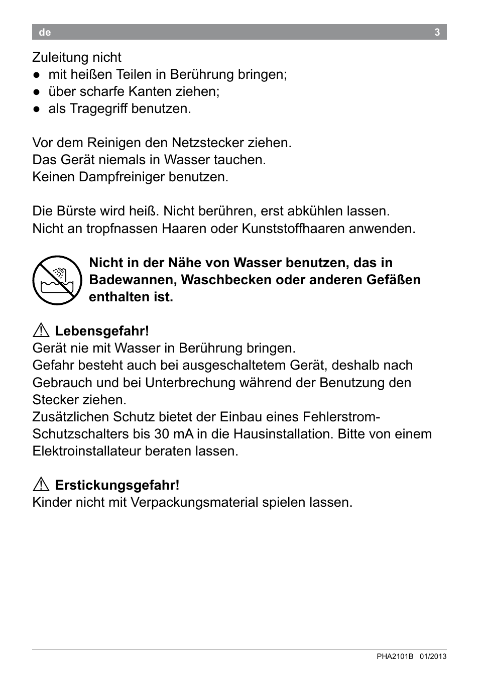 Bosch PHA2101 Warmluftstylingbürste StarShine CurlStyle User Manual | Page 5 / 87