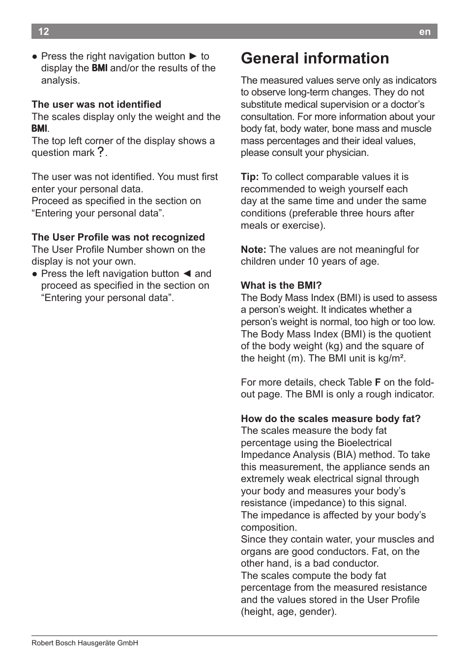 General information | Bosch PPW2360 Analysewaage elektronisch AxxenceAnalysis Graphic User Manual | Page 16 / 130