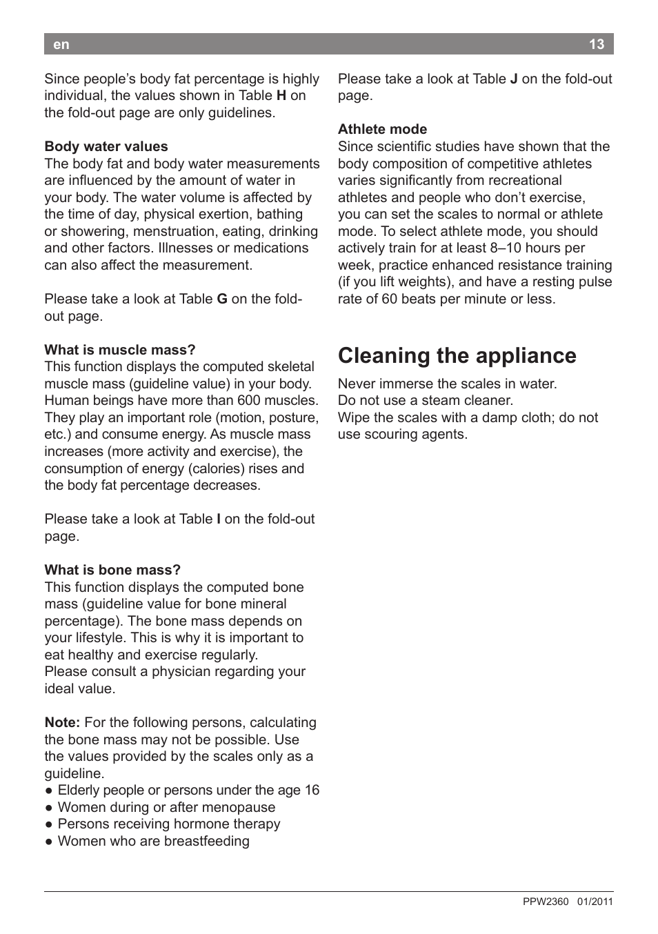 Cleaning the appliance | Bosch PPW2360 Analysewaage elektronisch AxxenceAnalysis Graphic User Manual | Page 17 / 130