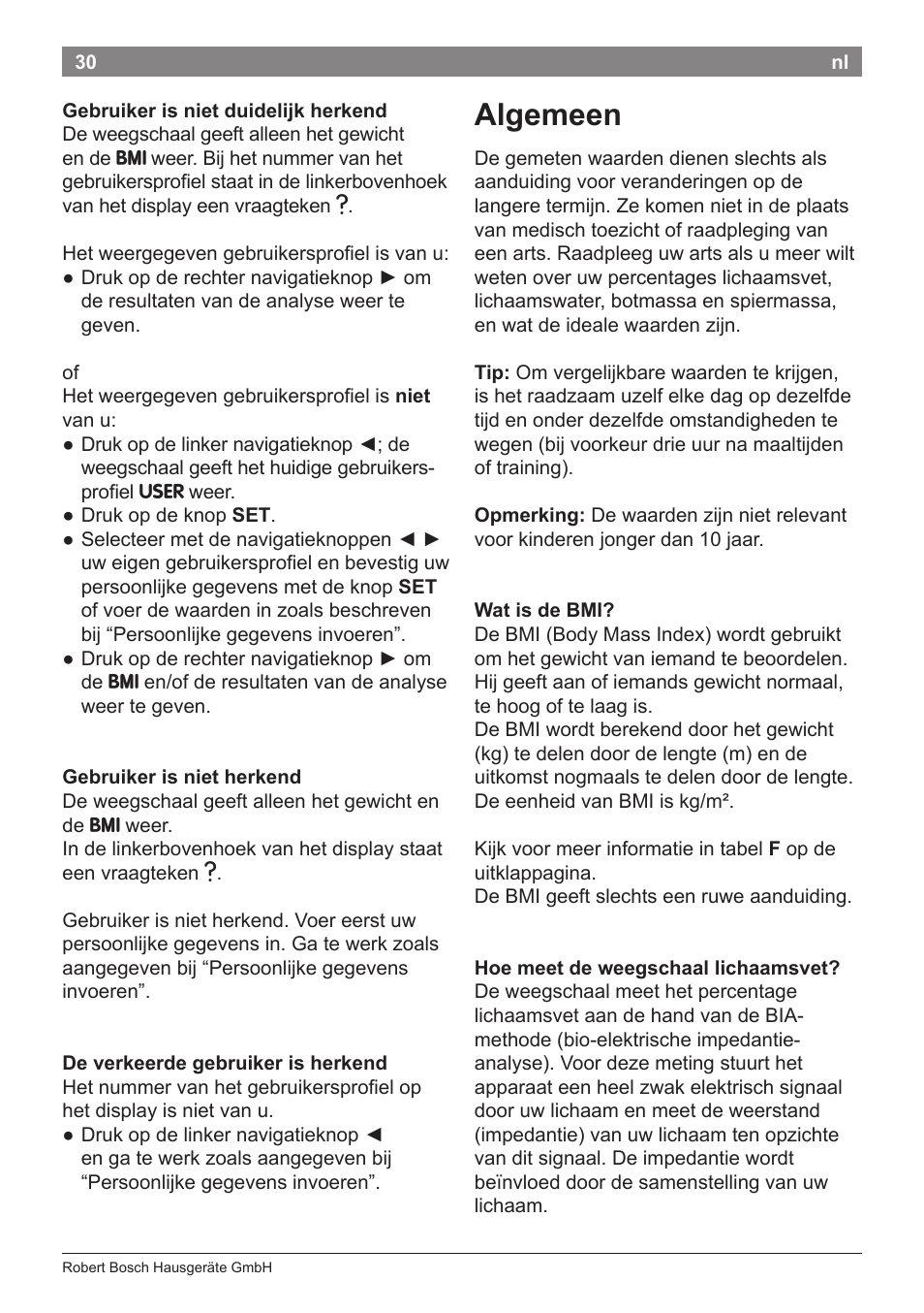 Algemeen | Bosch PPW2360 Analysewaage elektronisch AxxenceAnalysis Graphic User Manual | Page 34 / 130