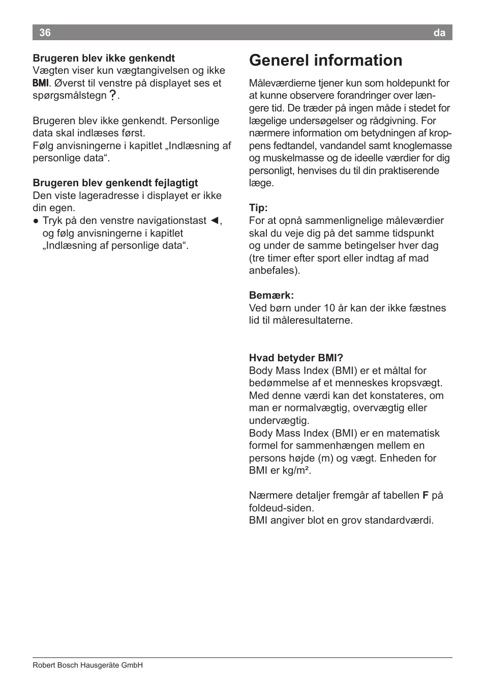 Generel information | Bosch PPW2360 Analysewaage elektronisch AxxenceAnalysis Graphic User Manual | Page 40 / 130