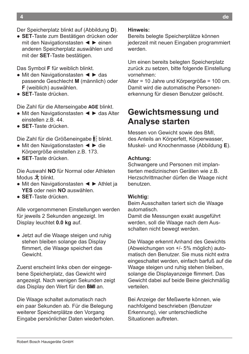 Gewichtsmessung und analyse starten | Bosch PPW2360 Analysewaage elektronisch AxxenceAnalysis Graphic User Manual | Page 8 / 130