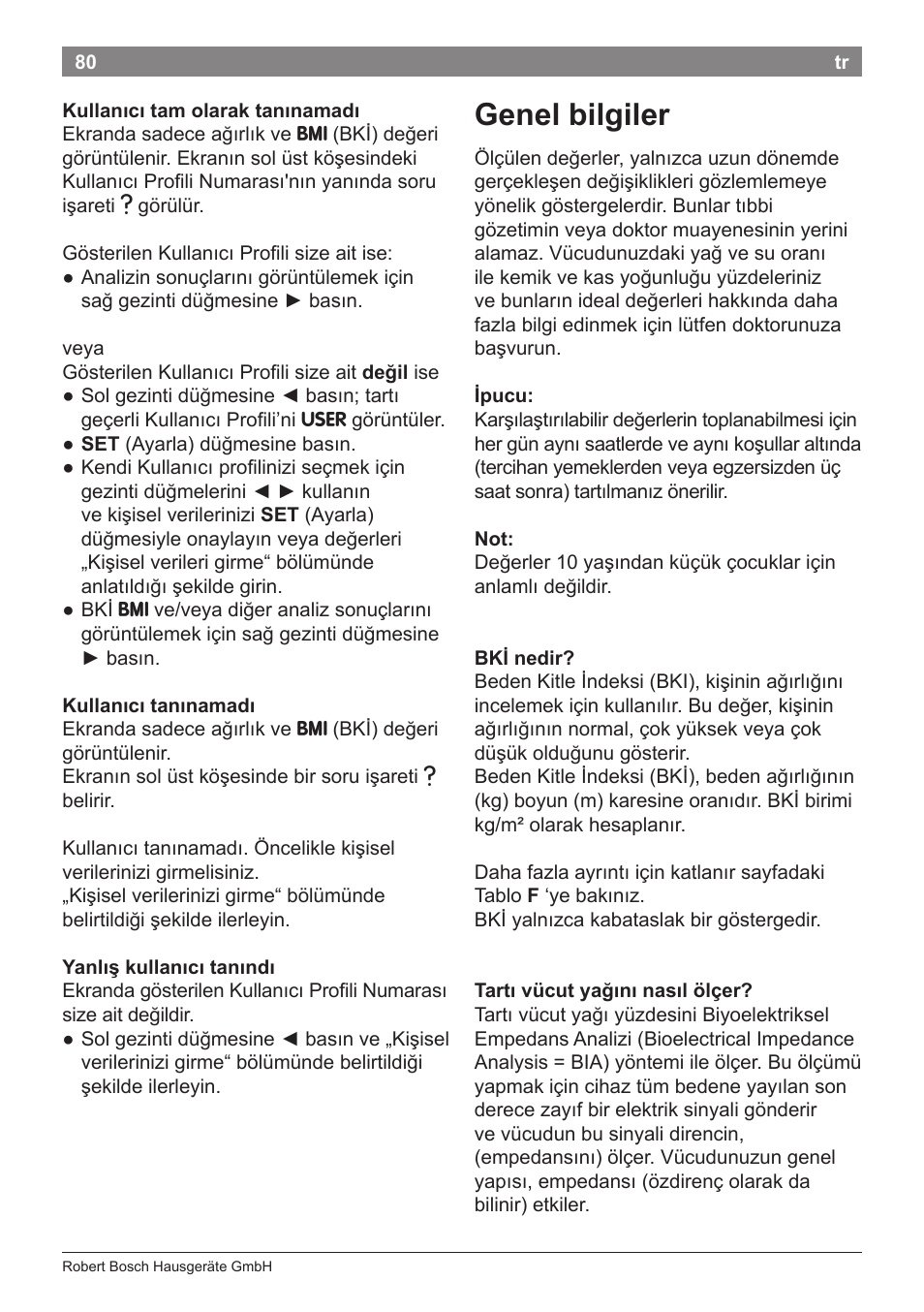 Genel bilgiler | Bosch PPW2360 Analysewaage elektronisch AxxenceAnalysis Graphic User Manual | Page 84 / 130