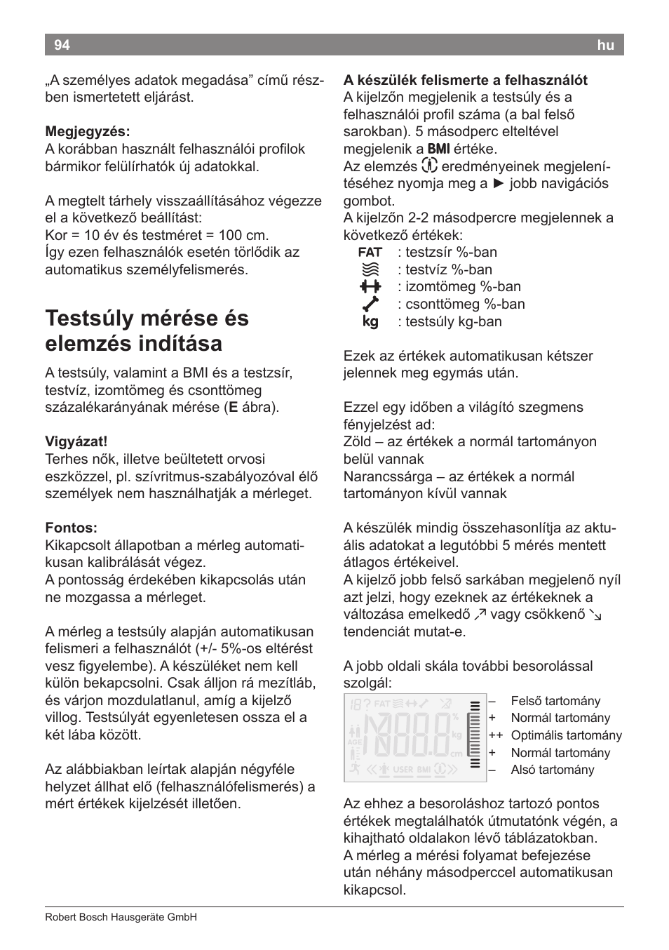 Testsúly mérése és elemzés indítása | Bosch PPW2360 Analysewaage elektronisch AxxenceAnalysis Graphic User Manual | Page 98 / 130