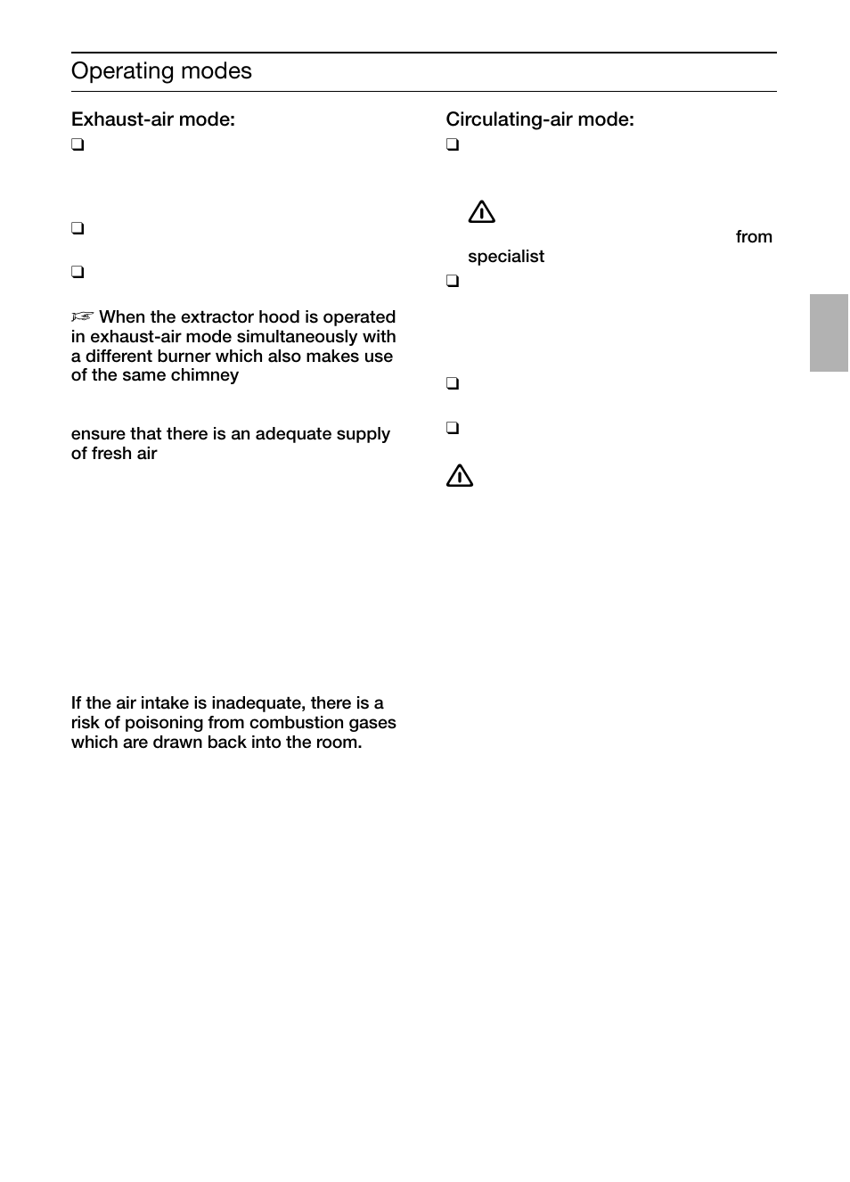 Operating modes | Bosch DIC046750 Edelstahl Inselesse 40 cm User Manual | Page 11 / 92