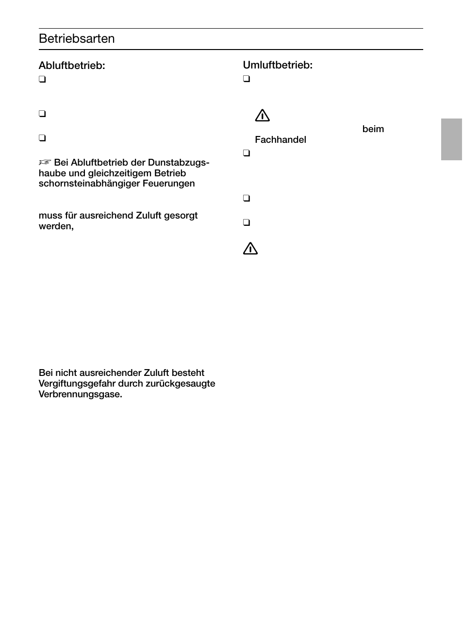Betriebsarten | Bosch DIC046750 Edelstahl Inselesse 40 cm User Manual | Page 3 / 92