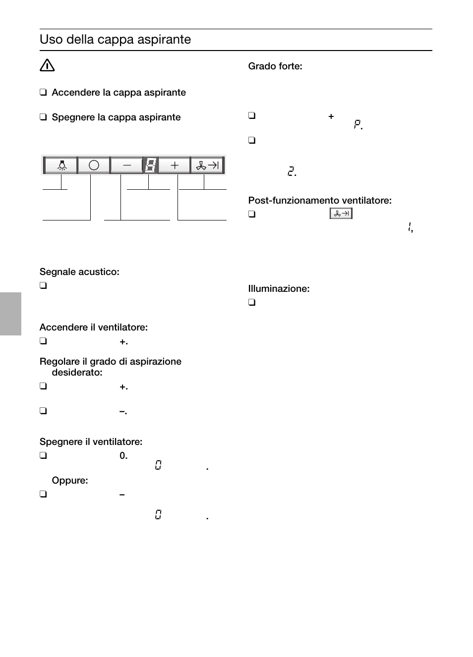 Uso della cappa aspirante | Bosch DIC046750 Edelstahl Inselesse 40 cm User Manual | Page 38 / 92