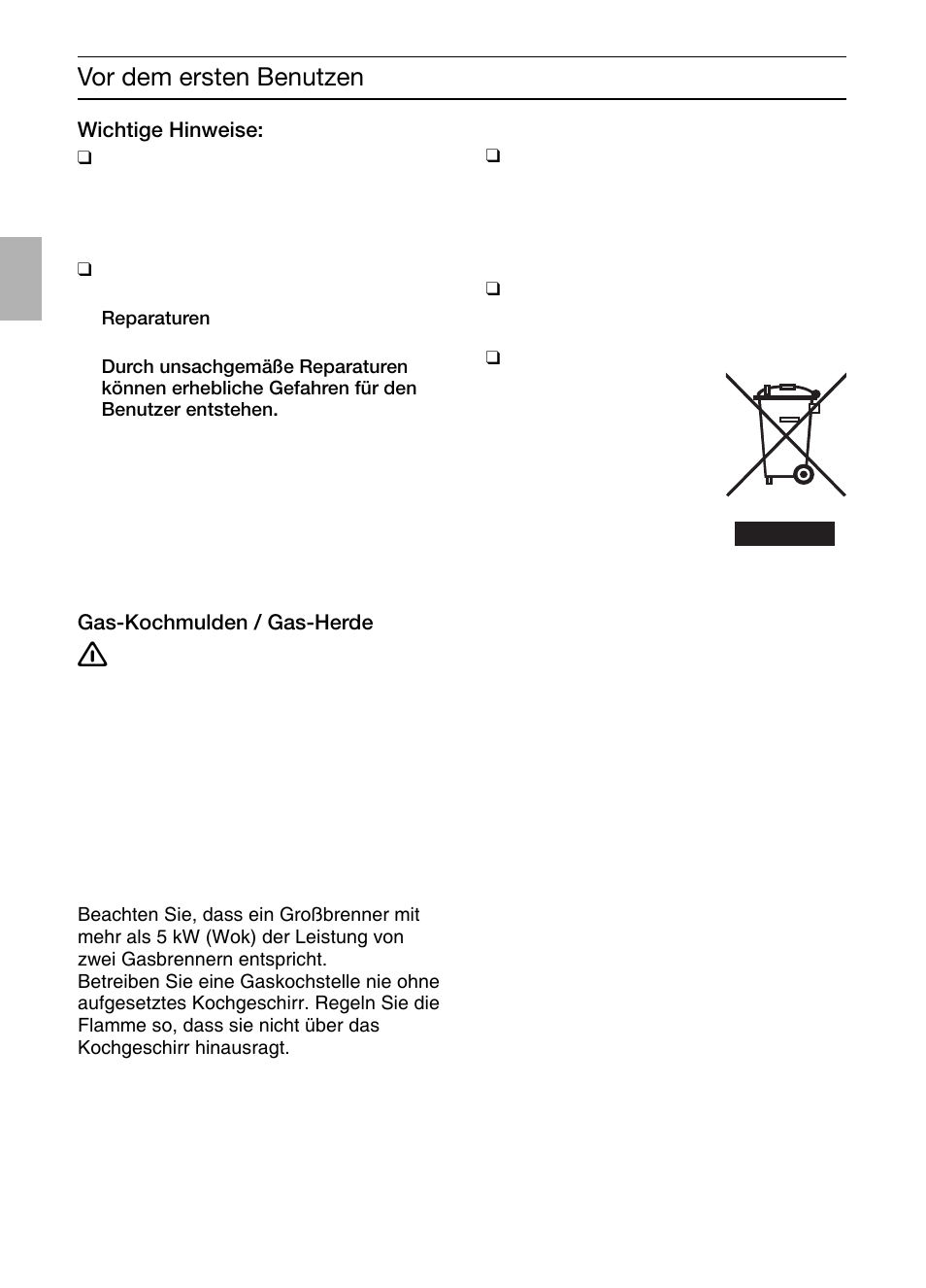 Vor dem ersten benutzen | Bosch DIC046750 Edelstahl Inselesse 40 cm User Manual | Page 4 / 92