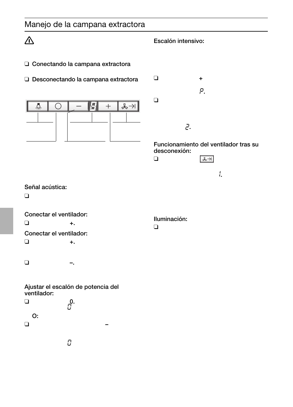 Manejo de la campana extractora | Bosch DIC046750 Edelstahl Inselesse 40 cm User Manual | Page 46 / 92