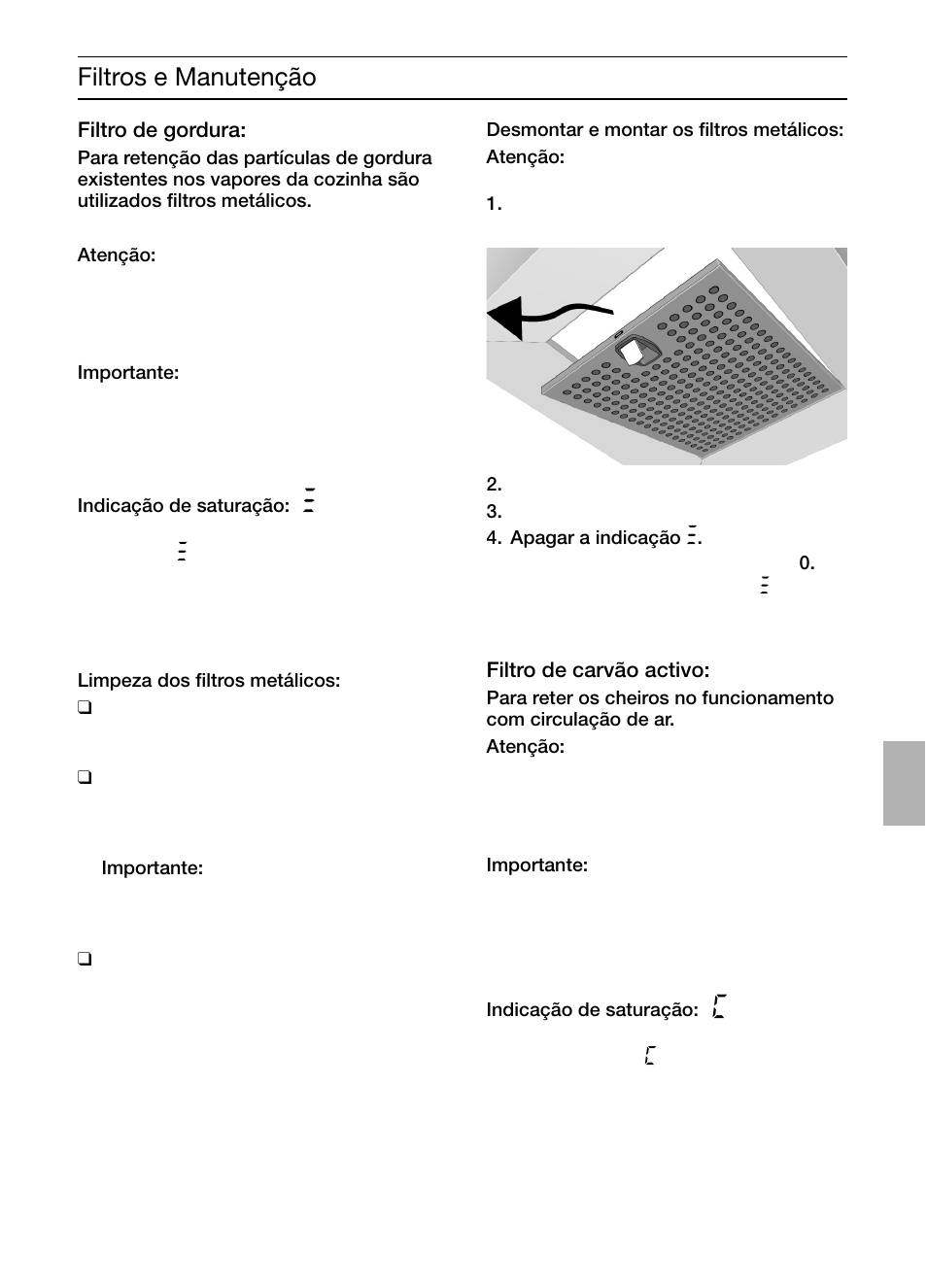 Filtros e manutenção | Bosch DIC046750 Edelstahl Inselesse 40 cm User Manual | Page 55 / 92