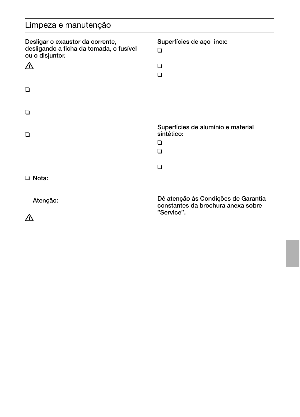 Limpeza e manutenção | Bosch DIC046750 Edelstahl Inselesse 40 cm User Manual | Page 57 / 92
