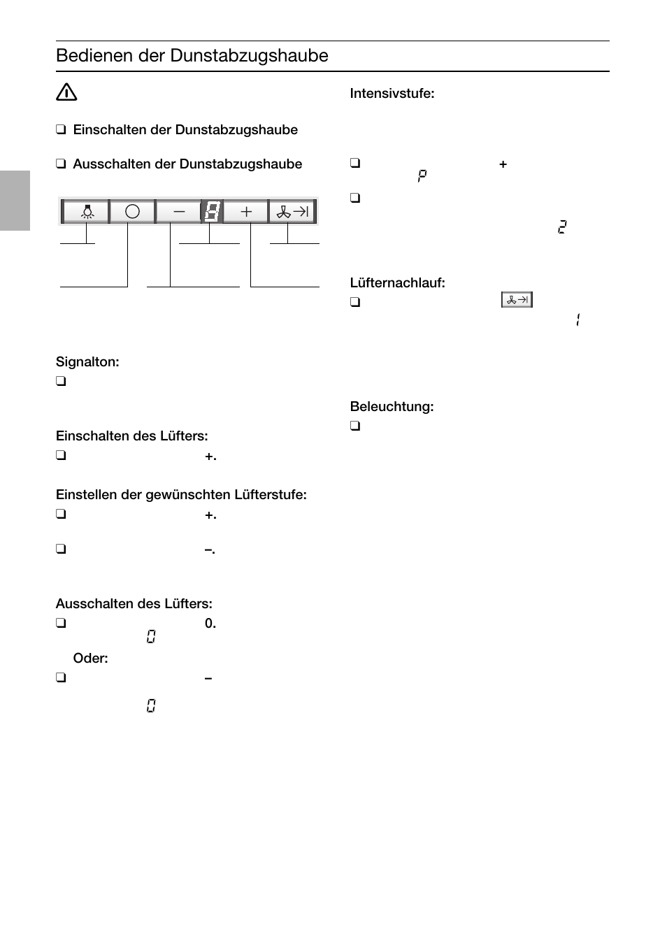 Bedienen der dunstabzugshaube | Bosch DIC046750 Edelstahl Inselesse 40 cm User Manual | Page 6 / 92