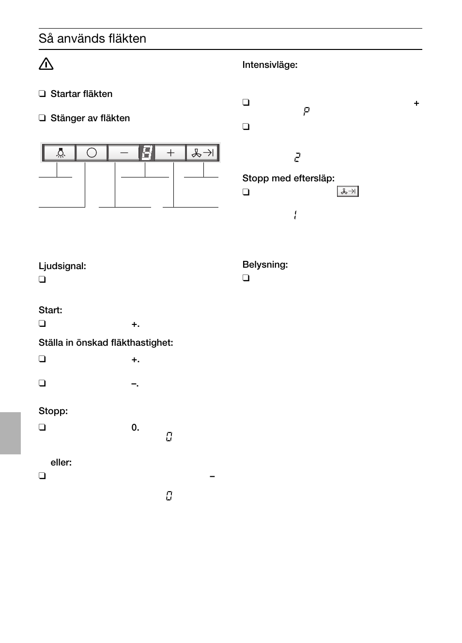 Så används fläkten | Bosch DIC046750 Edelstahl Inselesse 40 cm User Manual | Page 62 / 92