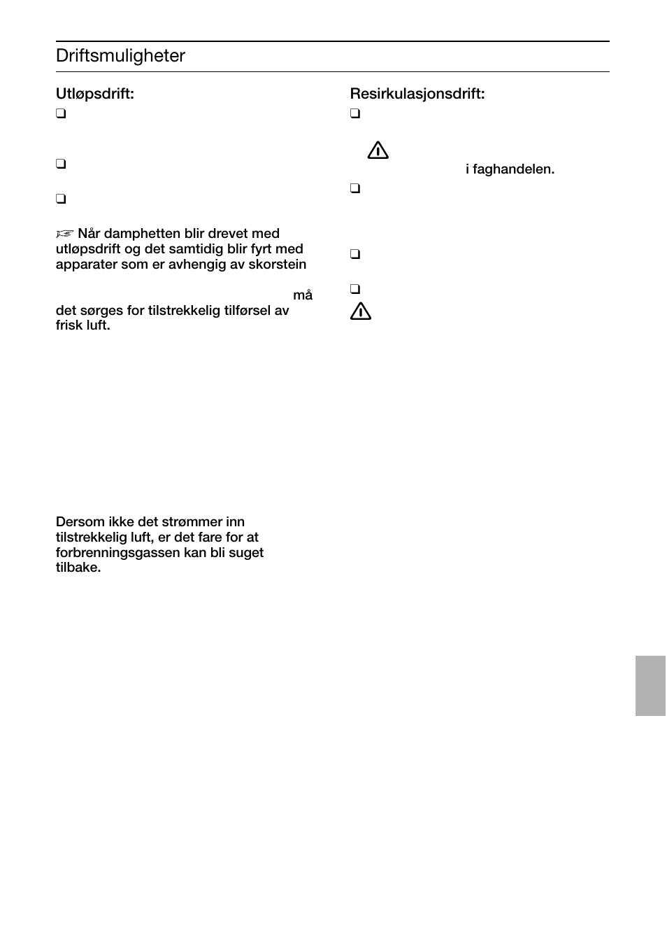 Driftsmuligheter | Bosch DIC046750 Edelstahl Inselesse 40 cm User Manual | Page 67 / 92