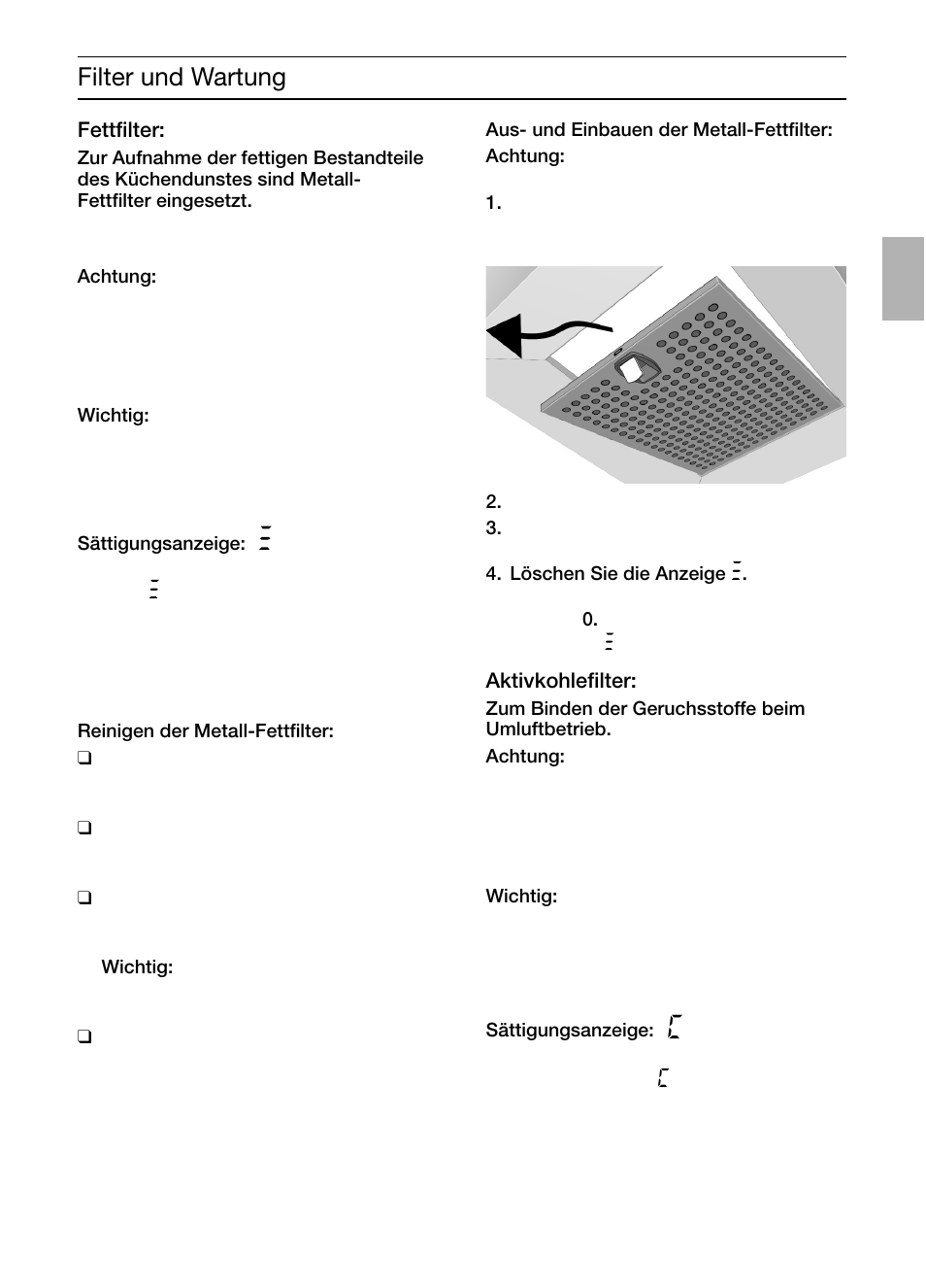 Filter und wartung | Bosch DIC046750 Edelstahl Inselesse 40 cm User Manual | Page 7 / 92