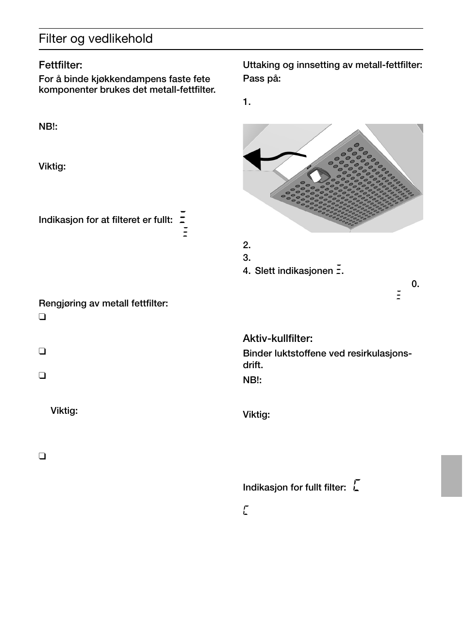 Filter og vedlikehold | Bosch DIC046750 Edelstahl Inselesse 40 cm User Manual | Page 71 / 92