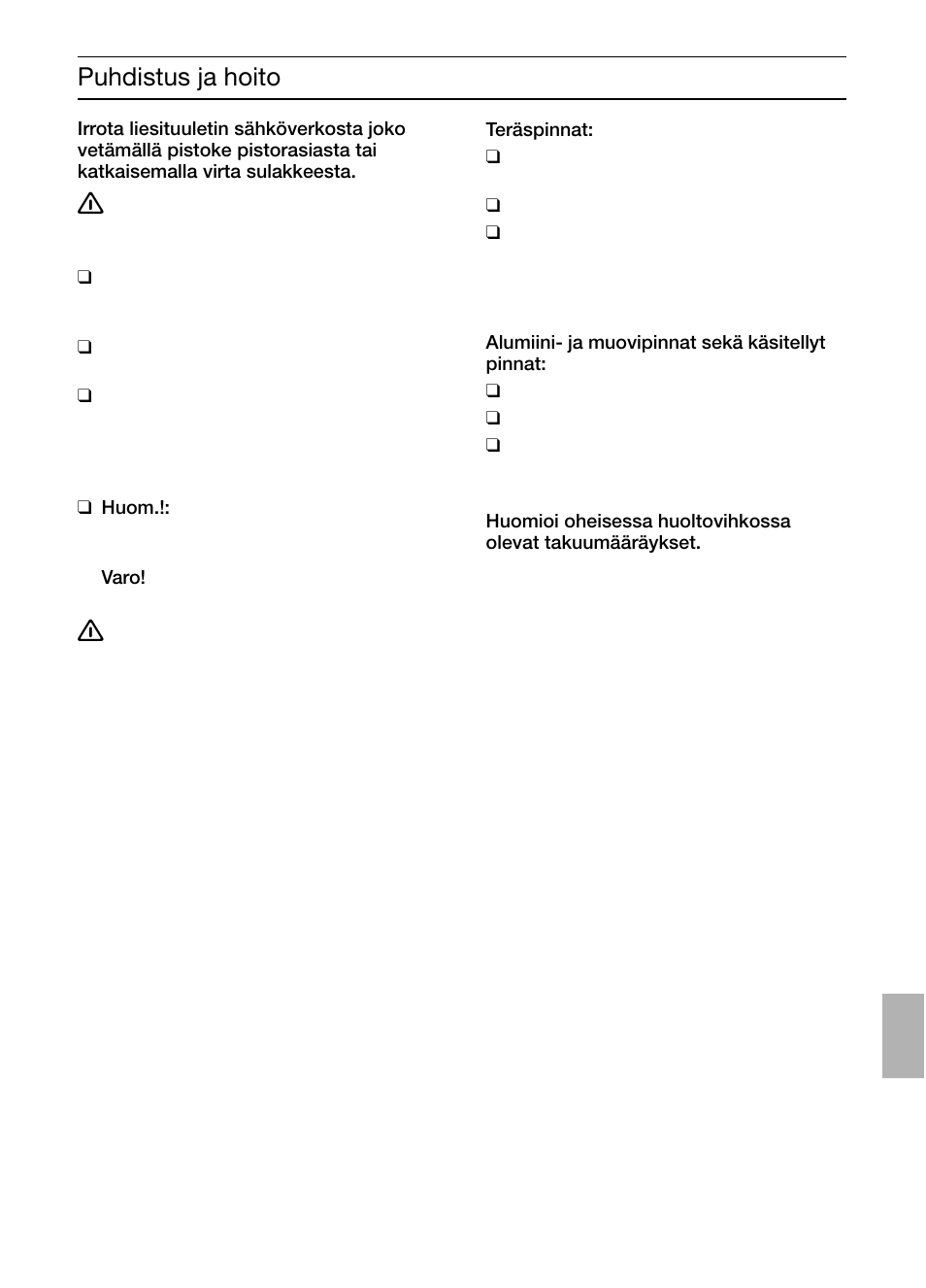 Puhdistus ja hoito | Bosch DIC046750 Edelstahl Inselesse 40 cm User Manual | Page 81 / 92