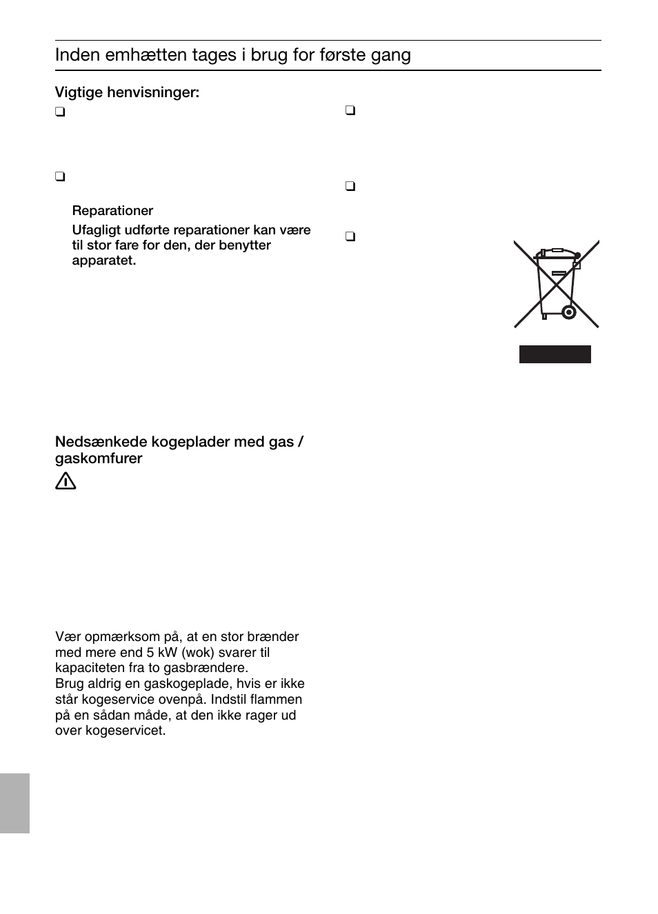 Inden emhætten tages i brug for første gang | Bosch DIC046750 Edelstahl Inselesse 40 cm User Manual | Page 84 / 92
