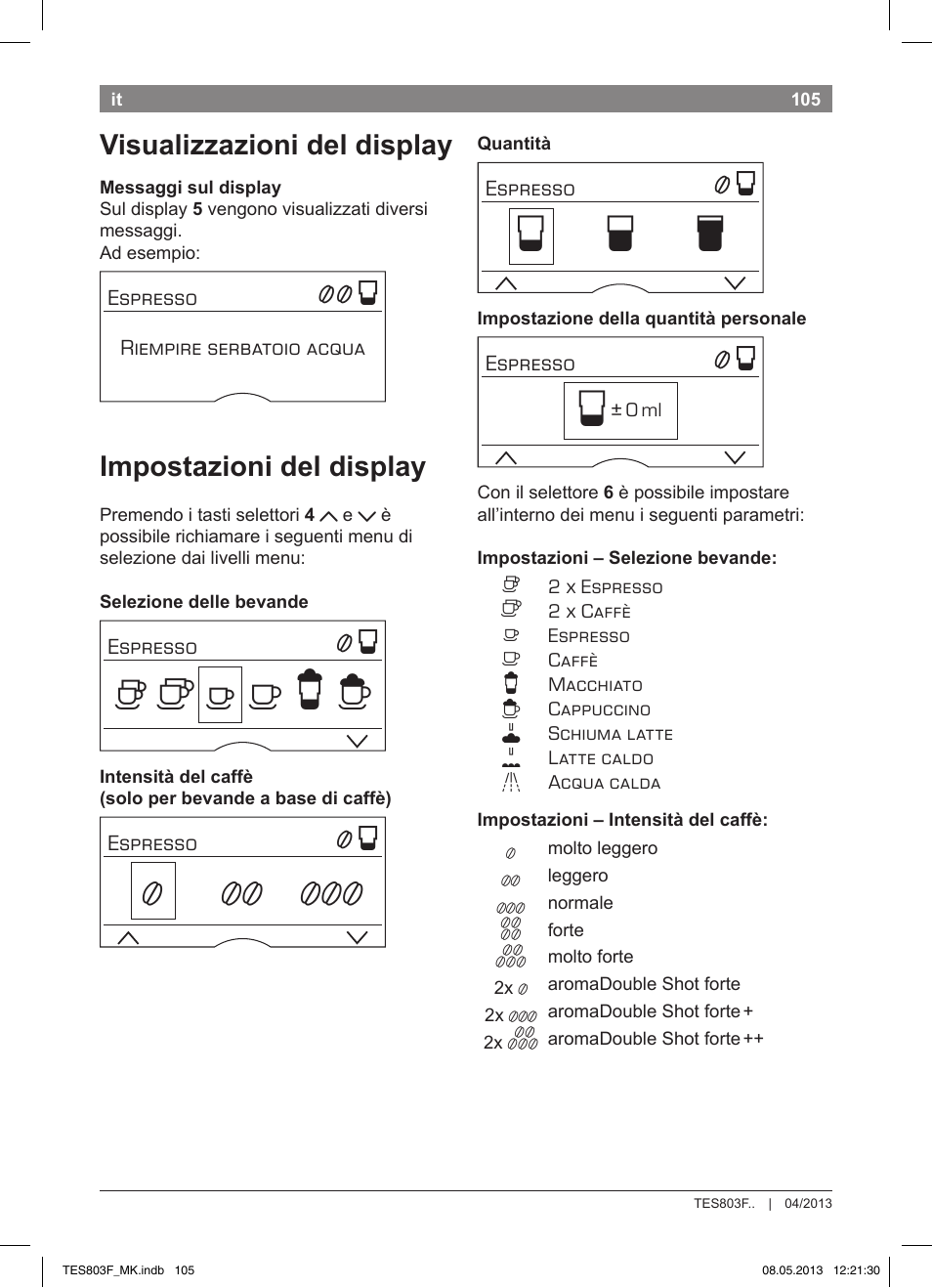 Но р т | Bosch TES803F9DE VeroSelection exclusiv Kaffeevollautomat Front Edelstahl Gehäuse hochglanz anthrazit User Manual | Page 109 / 132