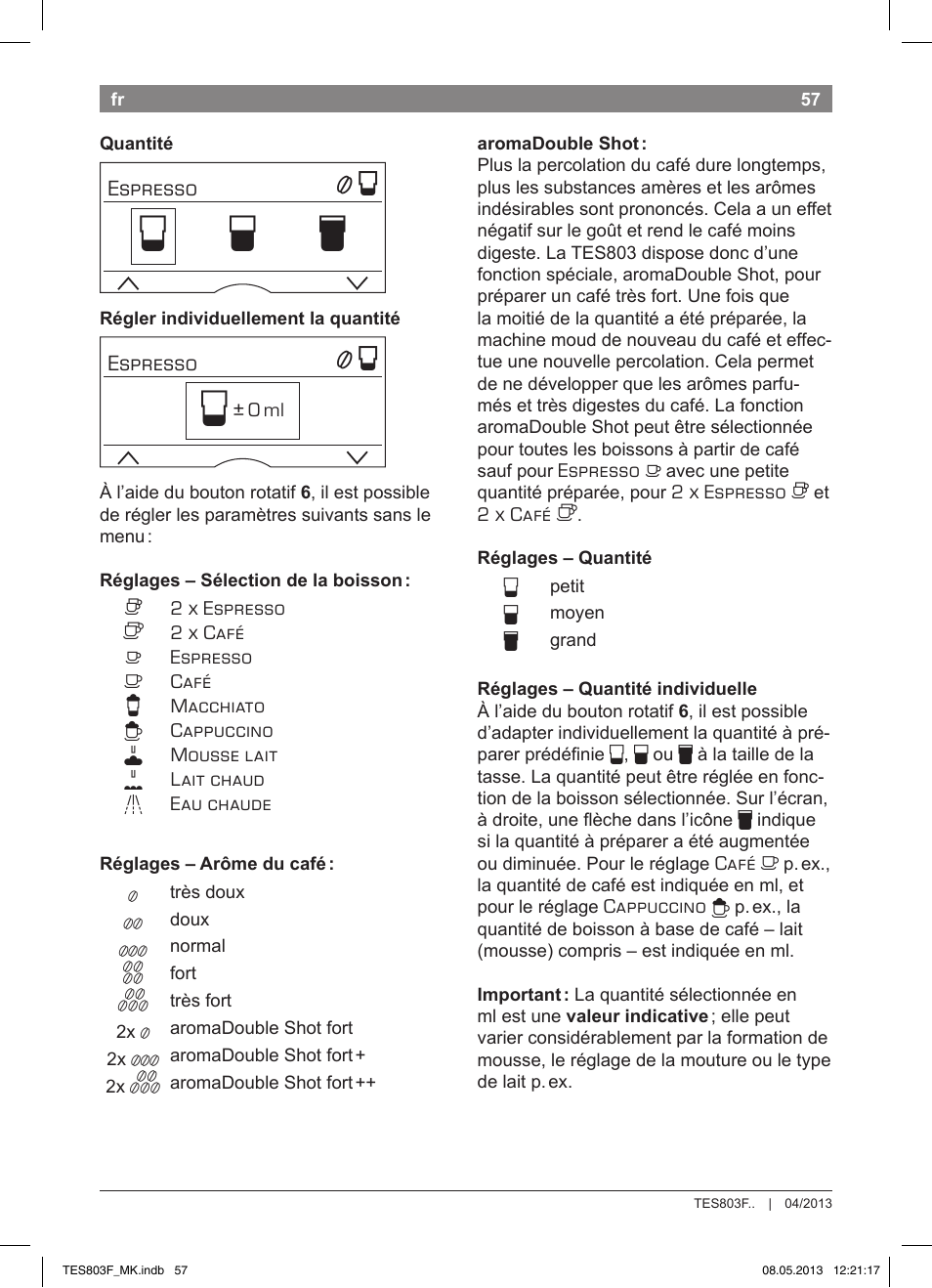 Но р т | Bosch TES803F9DE VeroSelection exclusiv Kaffeevollautomat Front Edelstahl Gehäuse hochglanz anthrazit User Manual | Page 61 / 132
