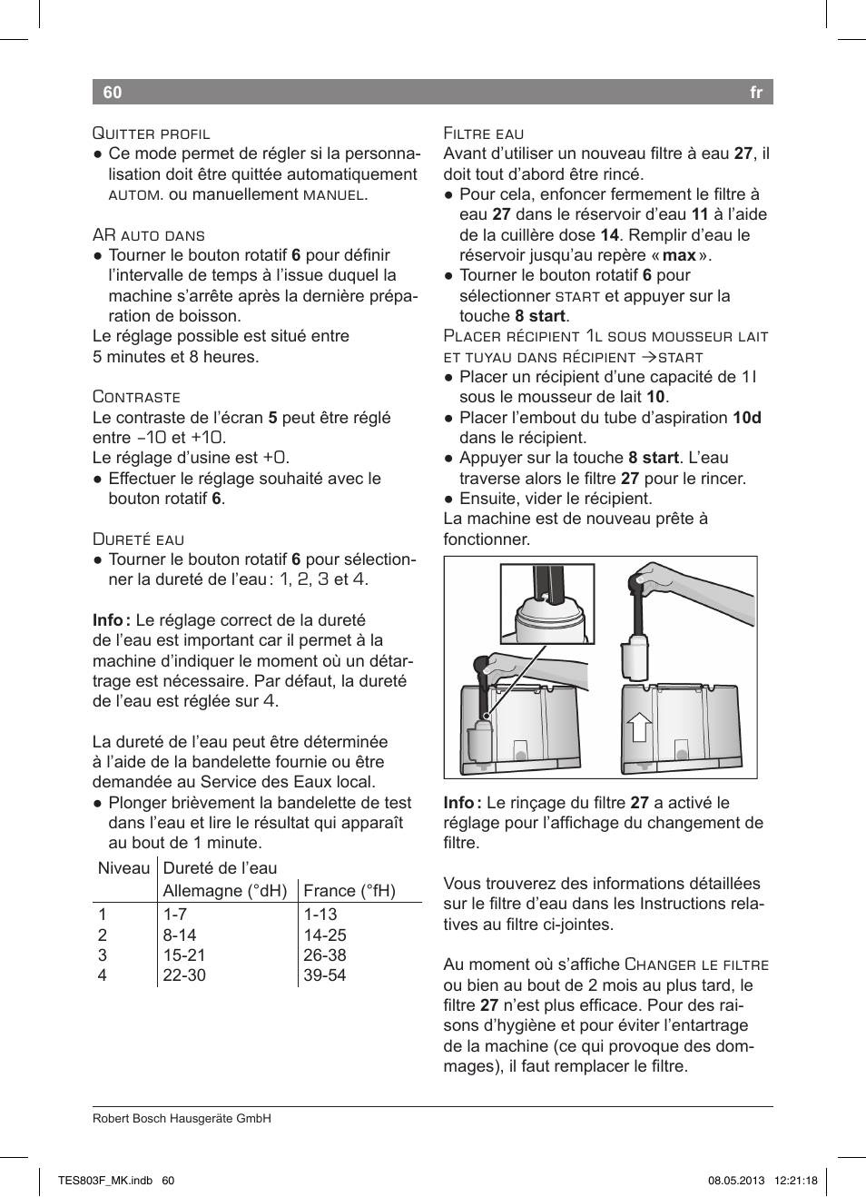 Bosch TES803F9DE VeroSelection exclusiv Kaffeevollautomat Front Edelstahl Gehäuse hochglanz anthrazit User Manual | Page 64 / 132
