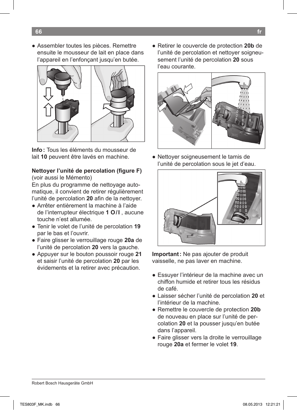 Bosch TES803F9DE VeroSelection exclusiv Kaffeevollautomat Front Edelstahl Gehäuse hochglanz anthrazit User Manual | Page 70 / 132