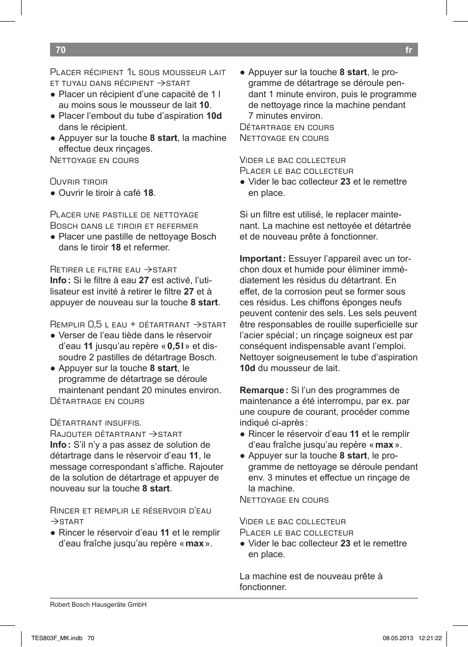 Bosch TES803F9DE VeroSelection exclusiv Kaffeevollautomat Front Edelstahl Gehäuse hochglanz anthrazit User Manual | Page 74 / 132