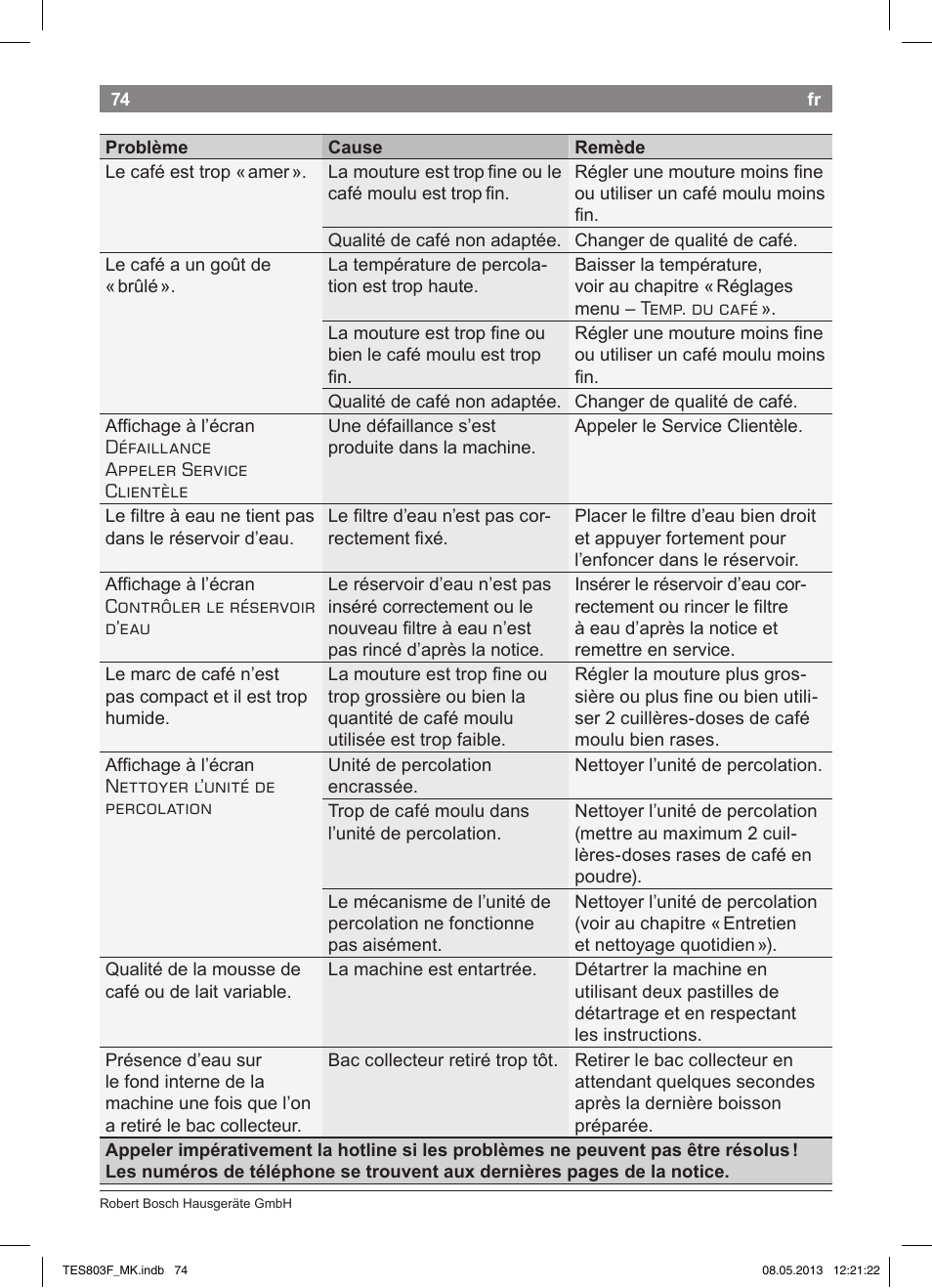 Bosch TES803F9DE VeroSelection exclusiv Kaffeevollautomat Front Edelstahl Gehäuse hochglanz anthrazit User Manual | Page 78 / 132