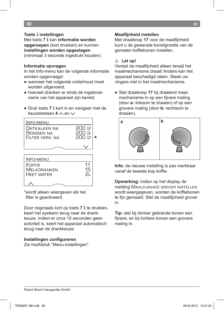 Bosch TES803F9DE VeroSelection exclusiv Kaffeevollautomat Front Edelstahl Gehäuse hochglanz anthrazit User Manual | Page 84 / 132