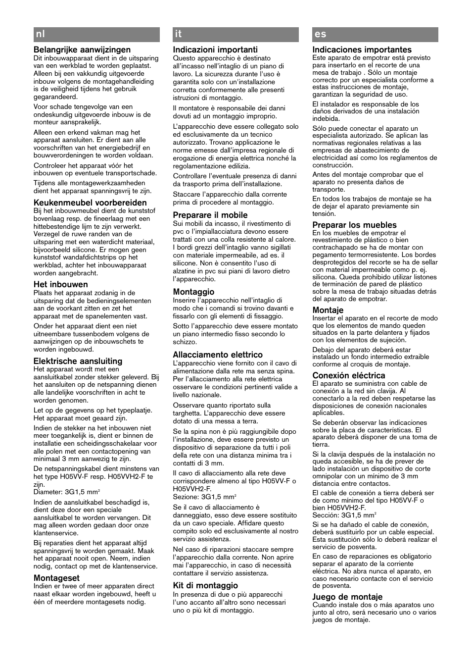 Nl it es | Bosch PKY475N14E User Manual | Page 3 / 8