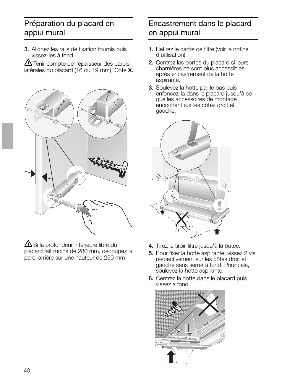 Xx=16mm x=19mm | Bosch DHI645H grau-metallic Flachschirmhaube 60 cm User Manual | Page 40 / 96