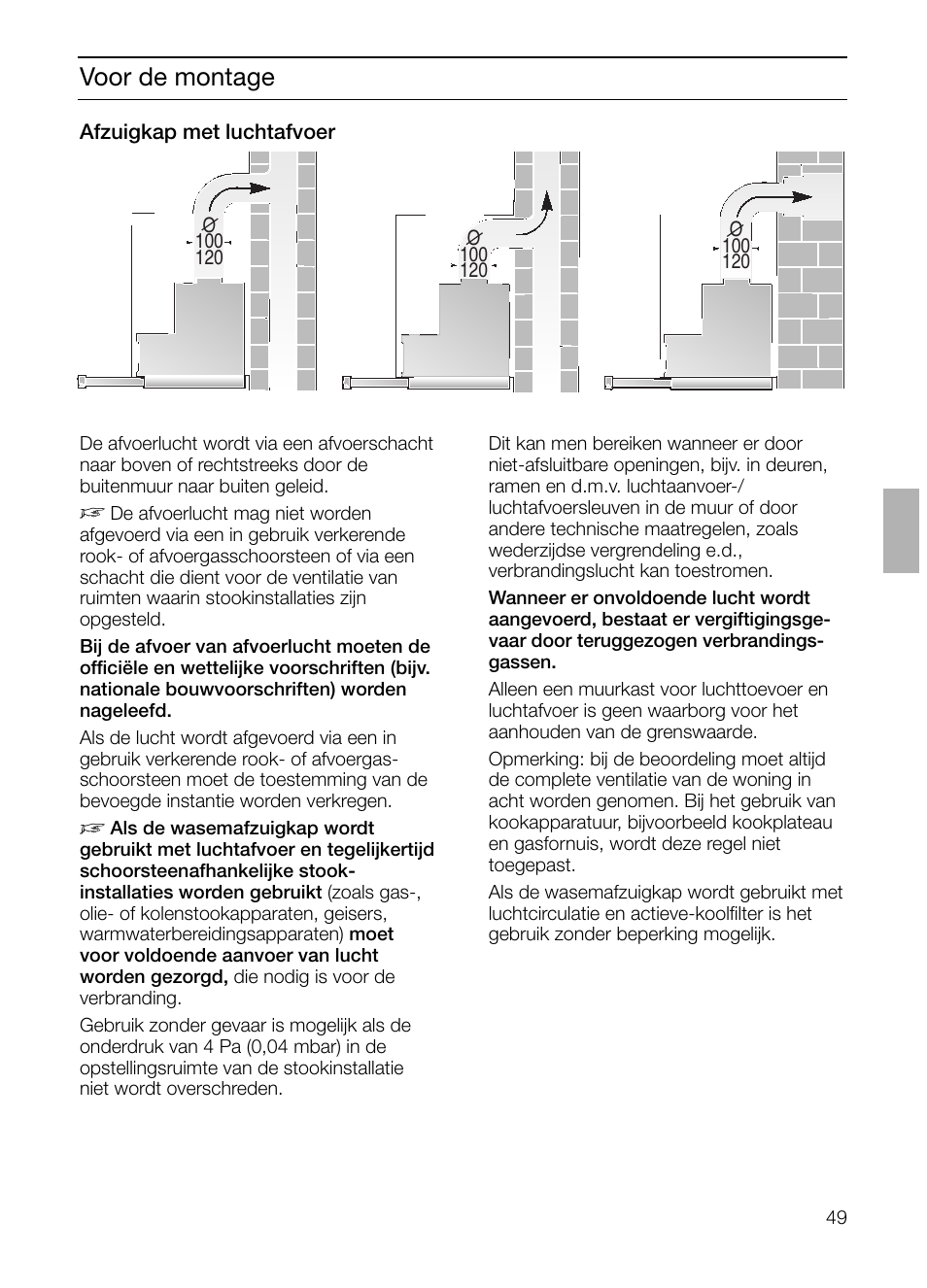 Voor de montage | Bosch DHI645H grau-metallic Flachschirmhaube 60 cm User Manual | Page 49 / 96