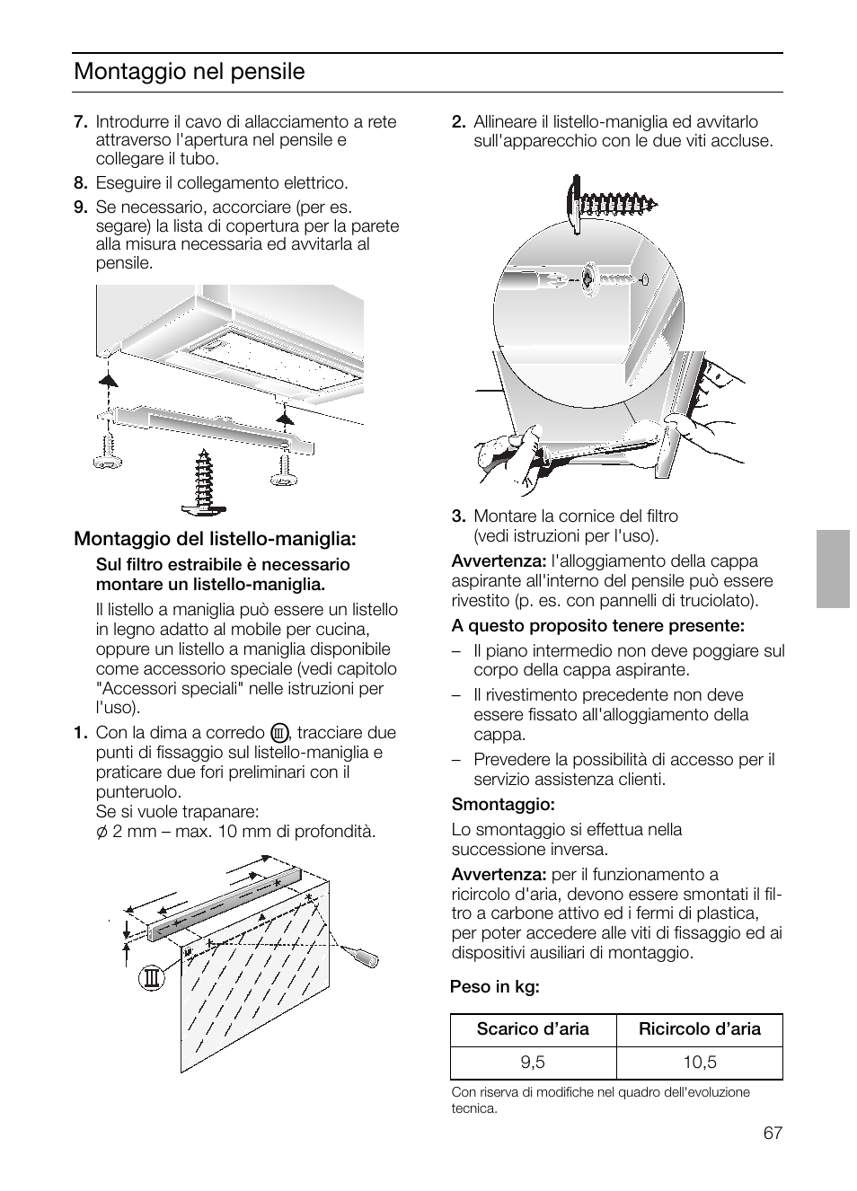 Montaggio nel pensile | Bosch DHI645H grau-metallic Flachschirmhaube 60 cm User Manual | Page 67 / 96