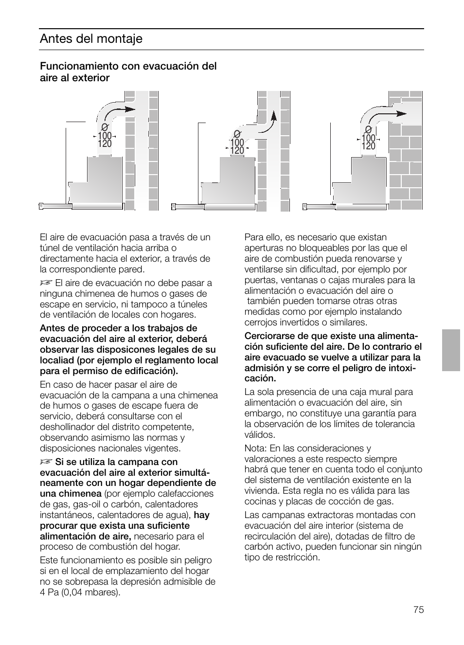 Antes del montaje | Bosch DHI645H grau-metallic Flachschirmhaube 60 cm User Manual | Page 75 / 96