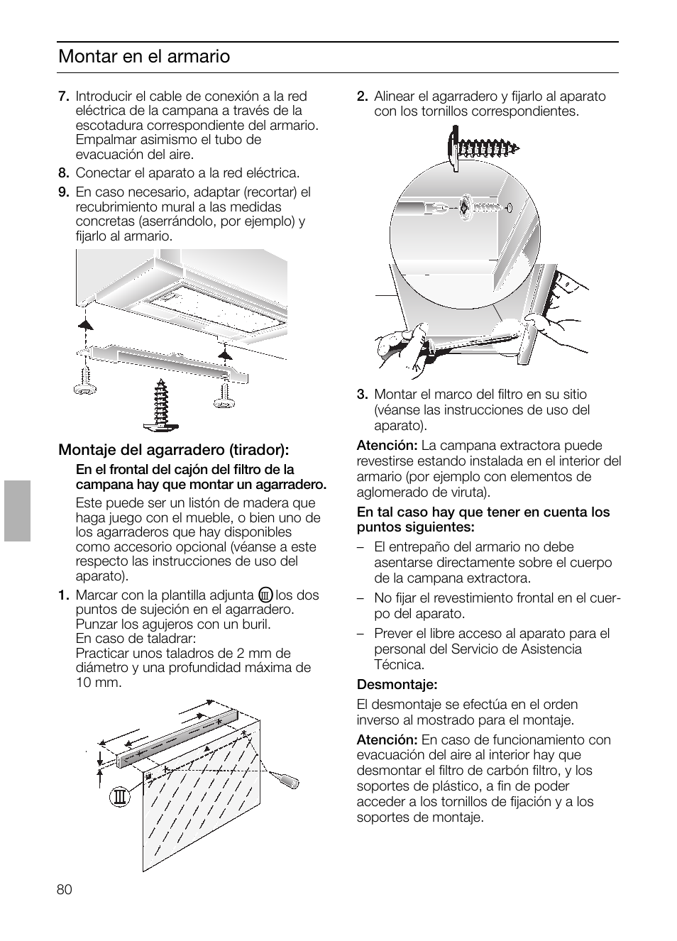 Montar en el armario | Bosch DHI645H grau-metallic Flachschirmhaube 60 cm User Manual | Page 80 / 96