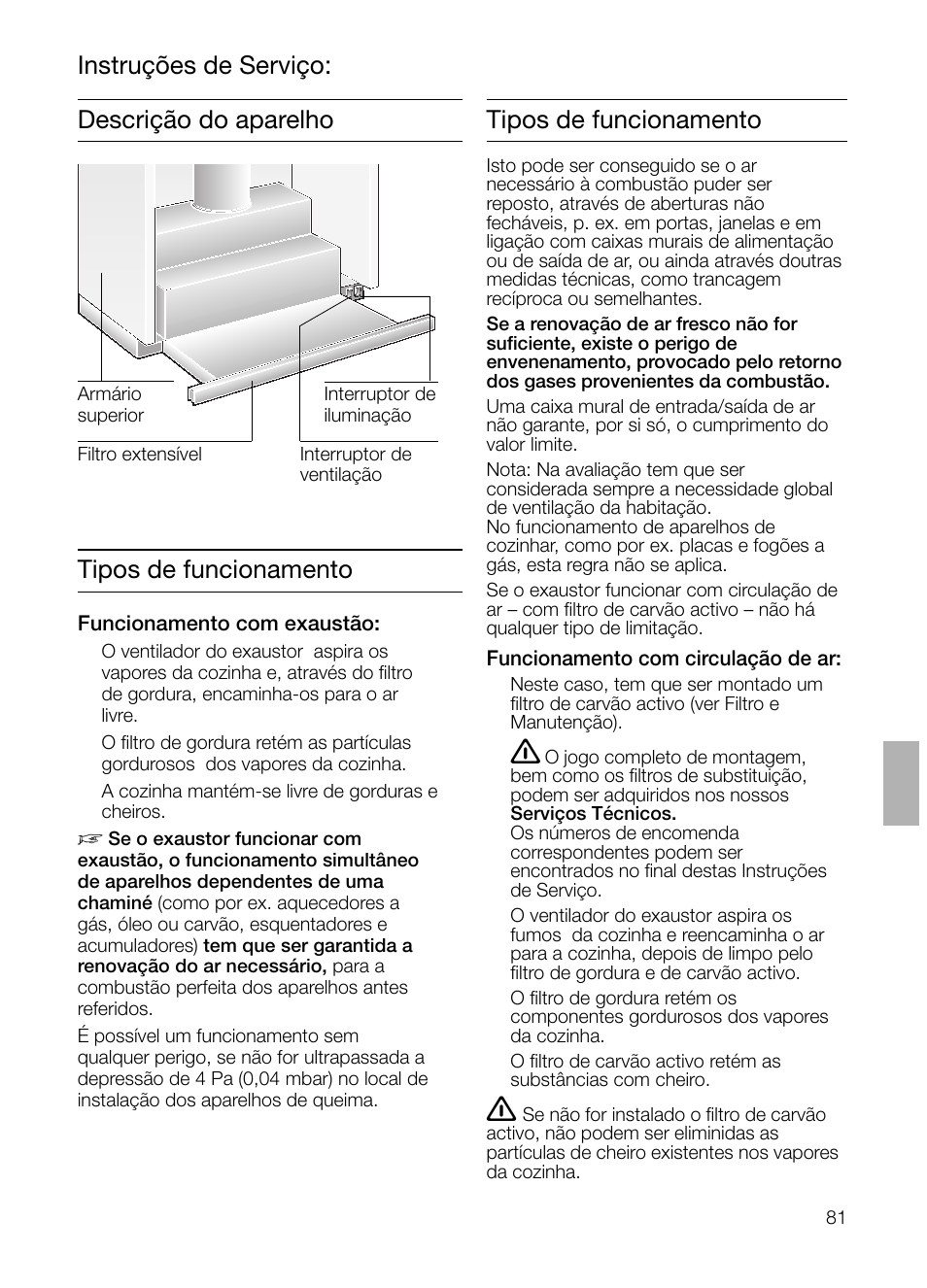 Instruções de serviço | Bosch DHI645H grau-metallic Flachschirmhaube 60 cm User Manual | Page 81 / 96
