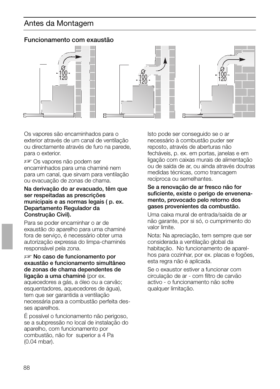 Antes da montagem | Bosch DHI645H grau-metallic Flachschirmhaube 60 cm User Manual | Page 88 / 96